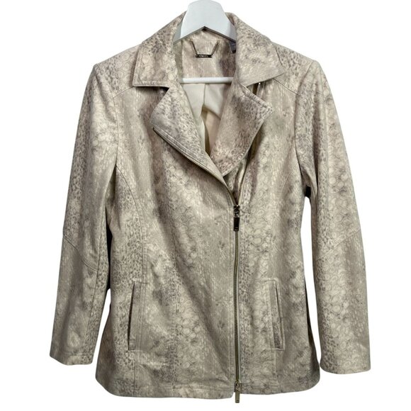 Chicos Jacket Womens Small 0 Blazer Moto Motorcycle Faux Leather Suede Fall Tan - Picture 1 of 16